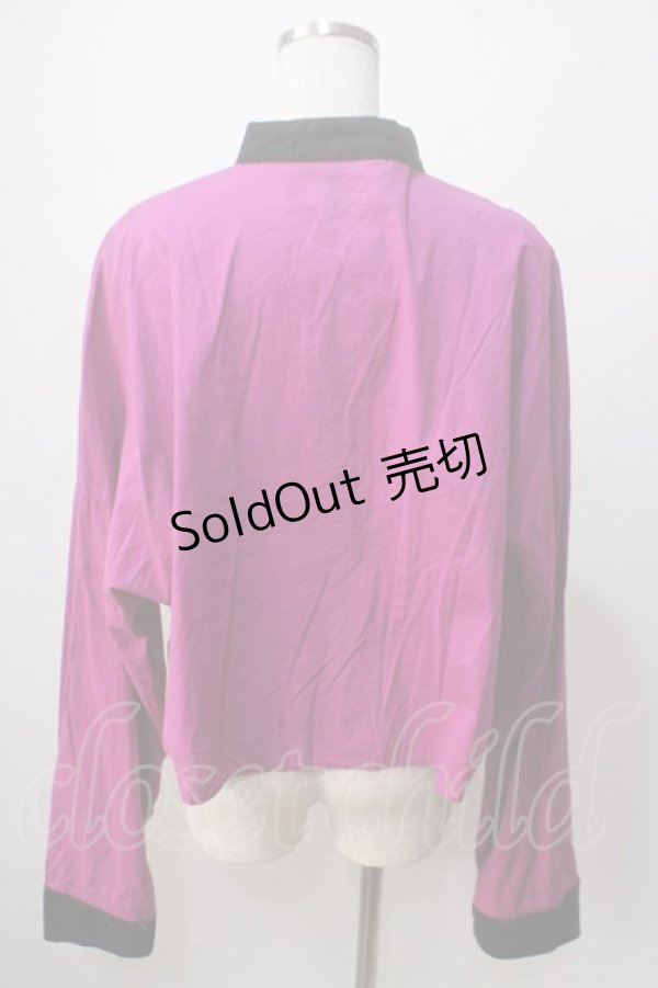 画像2: Drug Honey / バイカラーチャイナシャツ  パープル Y-25-06-24-050-PU-BL-SZ-ZT333 (2)