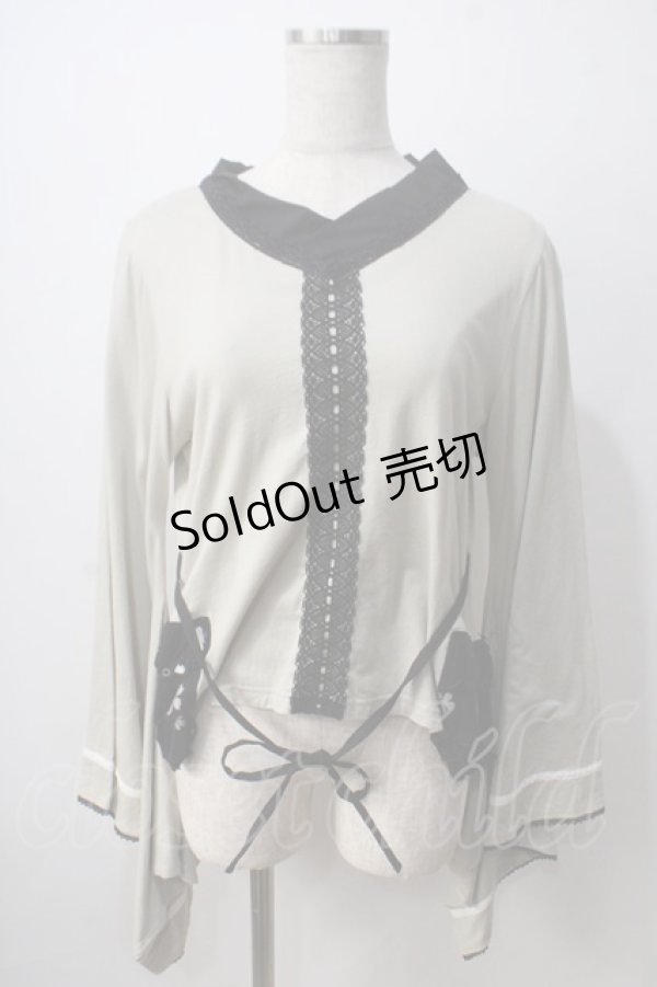 画像1: gouk 雅 / フロントレース着物袖トップス  ベージュ Y-25-06-24-070-GO-TO-SZ-ZT333 (1)