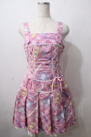 画像: Angelic Pretty / Fancy Stationeryローウエストジャンパースカート  ピンク Y-25-06-24-108-AP-OP-SZ-ZY