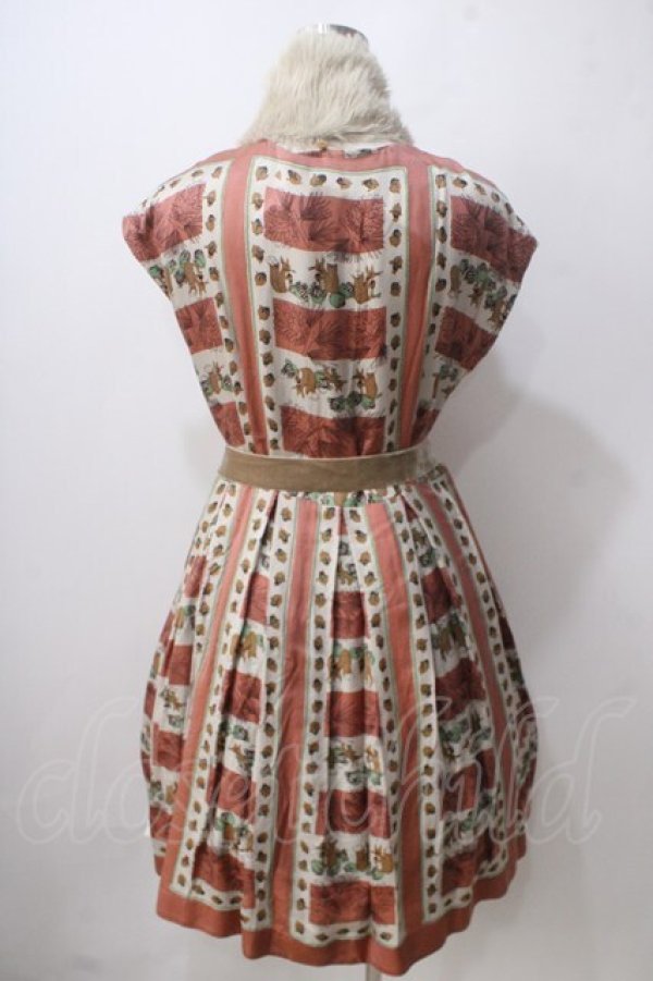 画像2: Jane Marple / WinterSquirrelプリントのスペアカラー付きドレス M ピンク Y-25-06-24-010-JM-OP-SZ-ZT457 (2)