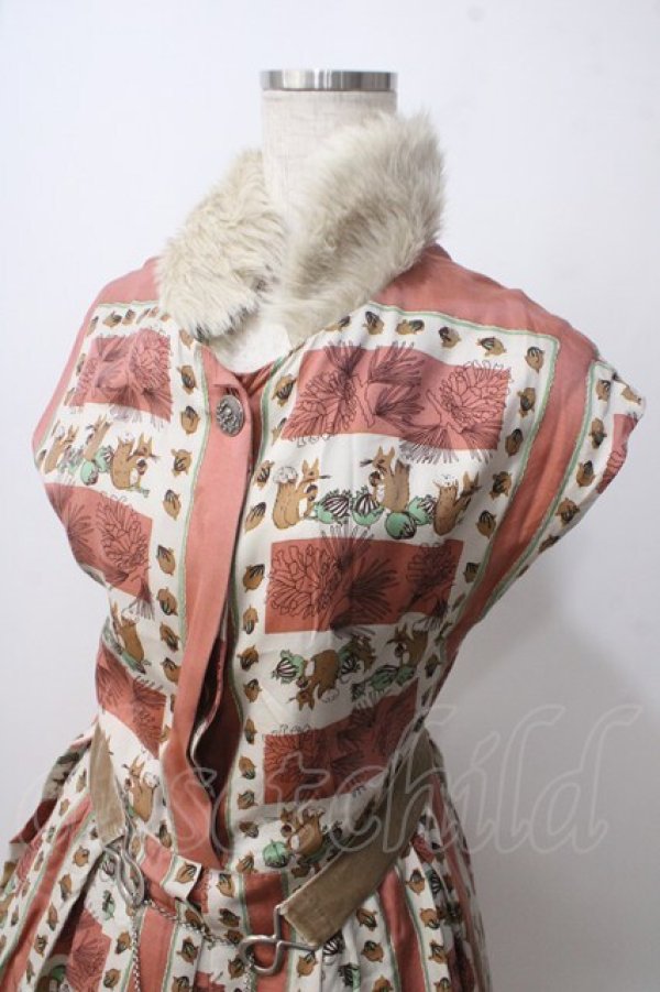 画像3: Jane Marple / WinterSquirrelプリントのスペアカラー付きドレス M ピンク Y-25-06-24-010-JM-OP-SZ-ZT457 (3)