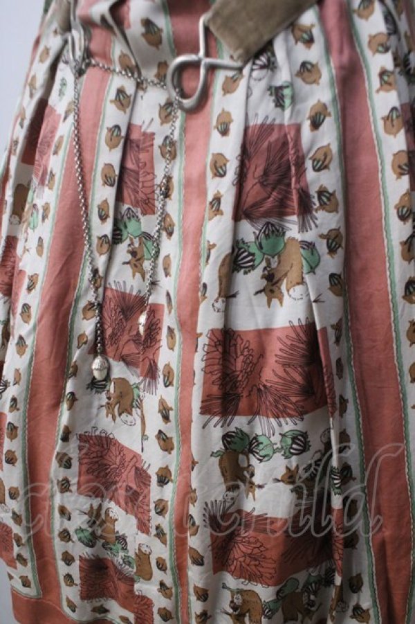 画像4: Jane Marple / WinterSquirrelプリントのスペアカラー付きドレス M ピンク Y-25-06-24-010-JM-OP-SZ-ZT457 (4)