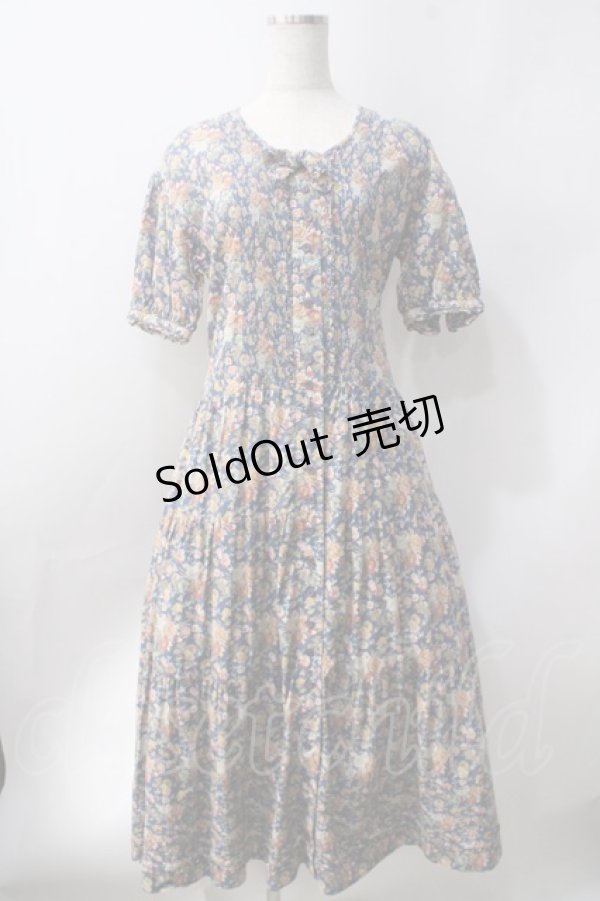 画像1: PINK HOUSE / お花総柄ワンピース  青 Y-25-06-24-003-LO-OP-SZ-ZT030 (1)