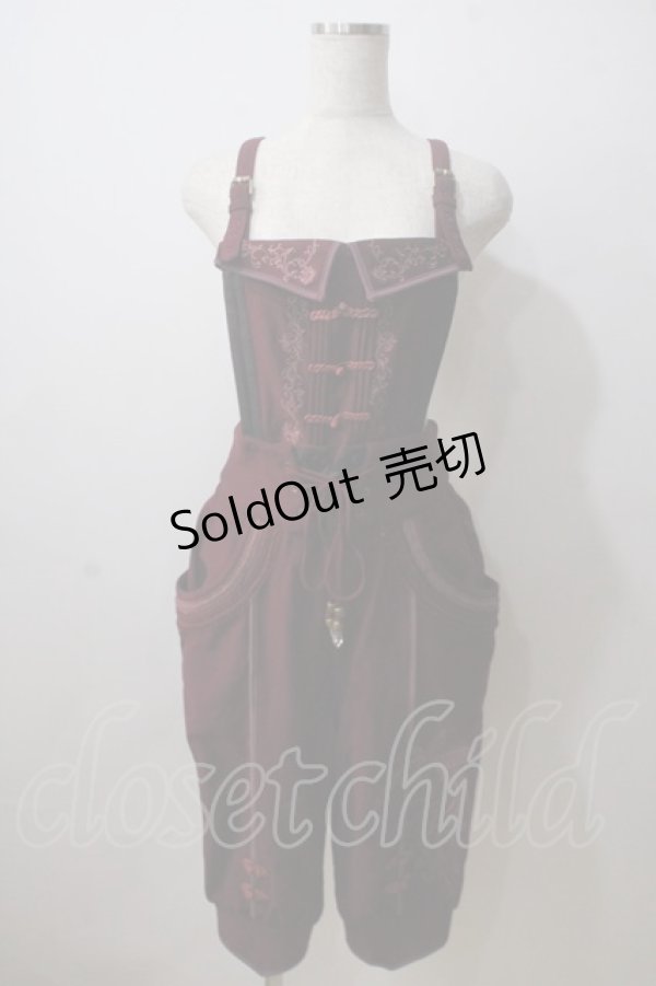 画像1: Ozz oneste / 鳳凰刺繍チャイナサロペット  ワイン Y-25-06-26-063-OO-PA-SZ-ZY (1)
