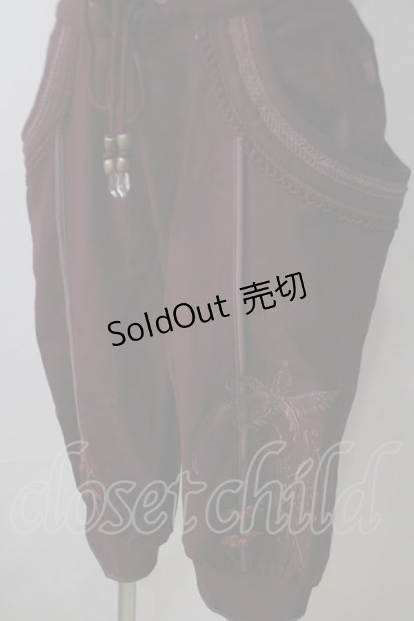 画像4: Ozz oneste / 鳳凰刺繍チャイナサロペット  ワイン Y-25-06-26-063-OO-PA-SZ-ZY (4)