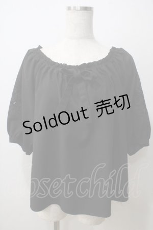 画像: F&A / ローズ刺繍袖トップス F 黒 Y-25-06-26-009-LO-TO-SZ-ZY