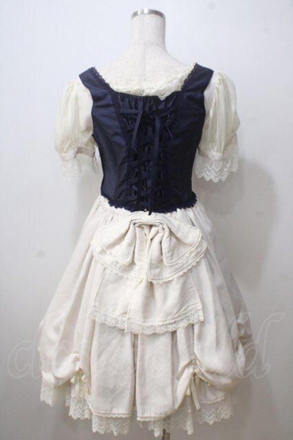 画像2: BABY,THE STARS SHINE BRIGHT / Claudia，The Fairy Tale Princessワンピースセット  オフｘ紺 Y-25-06-26-072-BA-OP-AS-ZY (2)