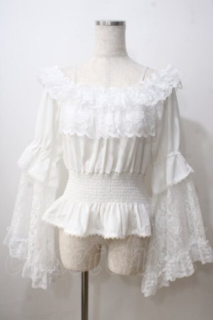 画像: MAJOH / PRINCESS LACE SLEEVE トップス  ホワイト Y-25-06-26-077-GO-TO-SZ-ZY