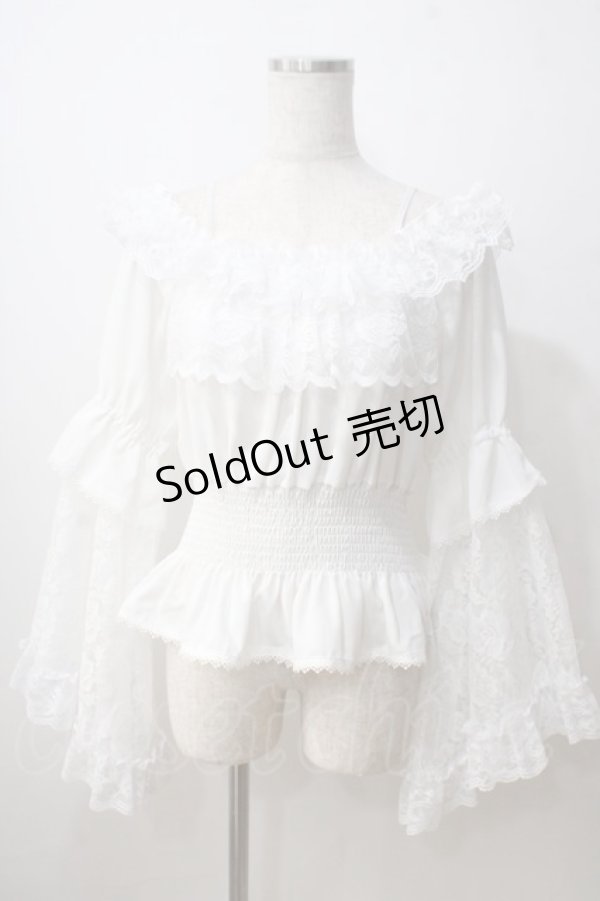 画像1: MAJOH / PRINCESS LACE SLEEVE トップス  ホワイト Y-25-06-26-077-GO-TO-SZ-ZY (1)