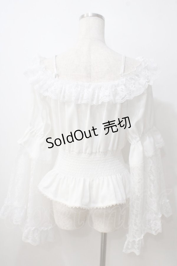 画像2: MAJOH / PRINCESS LACE SLEEVE トップス  ホワイト Y-25-06-26-077-GO-TO-SZ-ZY (2)