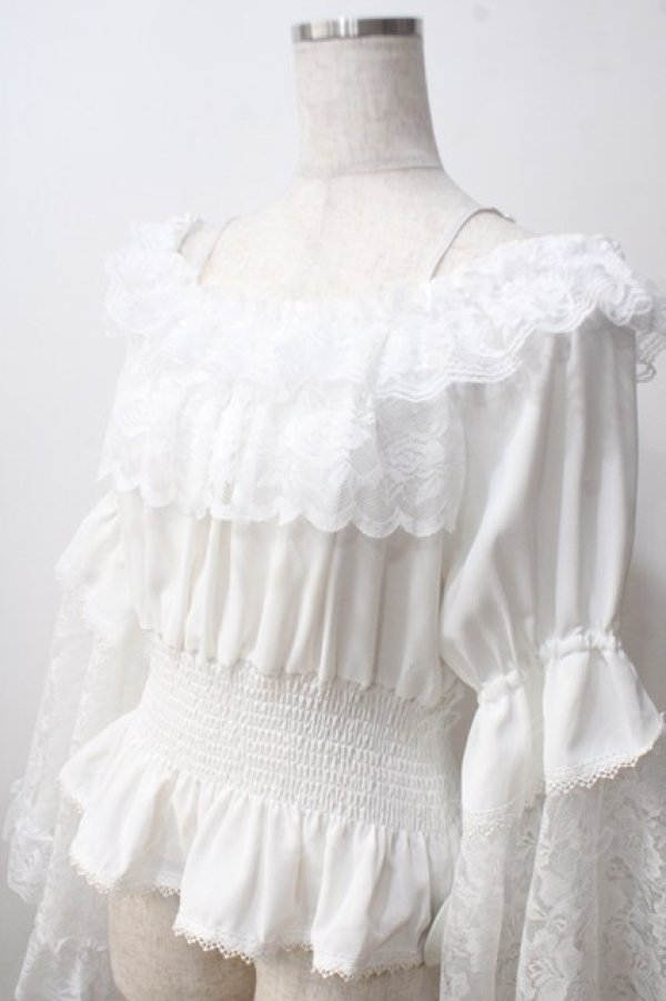画像3: MAJOH / PRINCESS LACE SLEEVE トップス  ホワイト Y-25-06-26-077-GO-TO-SZ-ZY (3)