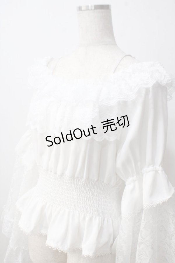 画像3: MAJOH / PRINCESS LACE SLEEVE トップス  ホワイト Y-25-06-26-077-GO-TO-SZ-ZY (3)
