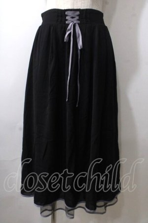 画像: axes femme POETIQUE / リボン花柄バックフリルスカート M 黒 Y-25-06-26-106-AX-SK-SZ-ZY