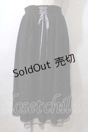 画像: axes femme POETIQUE / リボン花柄バックフリルスカート M 黒 Y-25-06-26-106-AX-SK-SZ-ZI