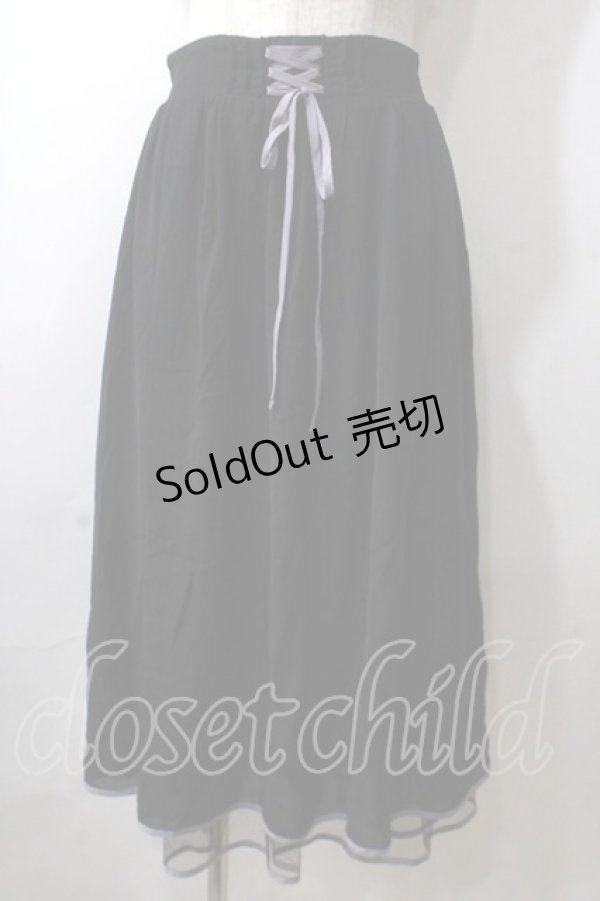 画像1: axes femme POETIQUE / リボン花柄バックフリルスカート M 黒 Y-25-06-26-106-AX-SK-SZ-ZI (1)