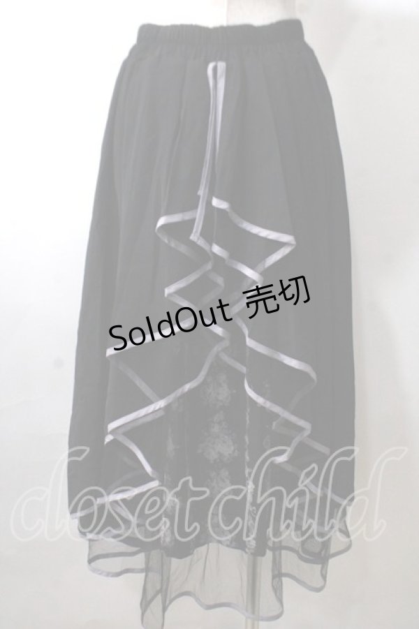 画像2: axes femme POETIQUE / リボン花柄バックフリルスカート M 黒 Y-25-06-26-106-AX-SK-SZ-ZI (2)