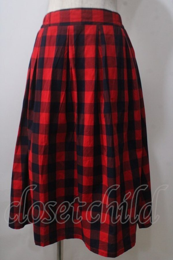 画像1: MARBLE / チェックスカート  赤 Y-25-06-26-133-GO-SK-SZ-ZT065 (1)