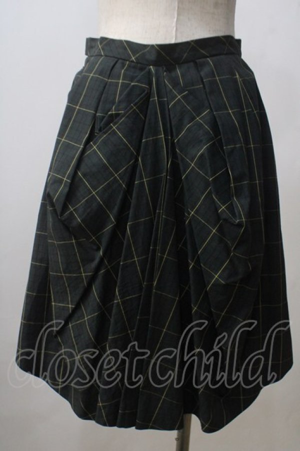 画像2: Jane Marple / チェックのタックスカート M グリーン Y-25-06-26-150-JM-SK-SZ-ZT300 (2)