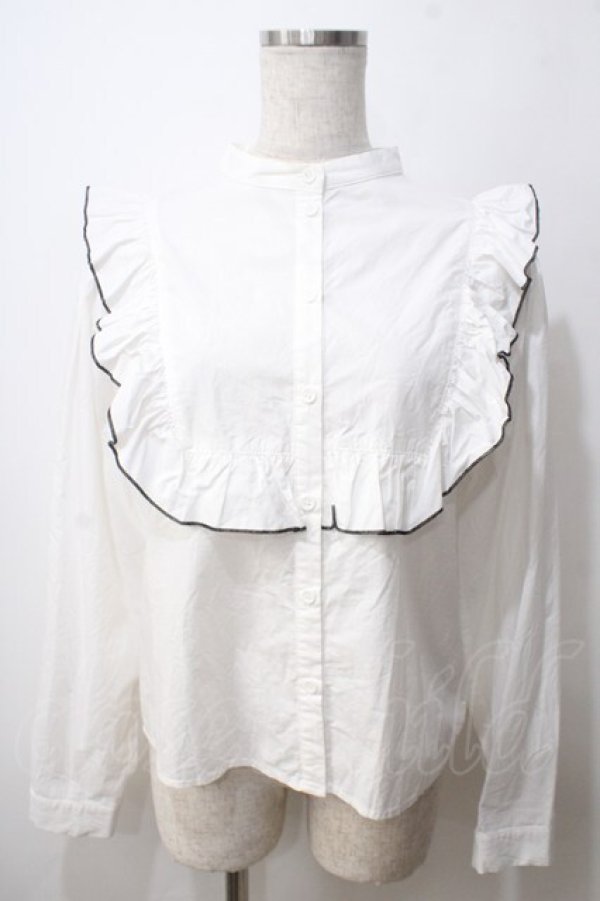 画像1: merry jenny / バイカラーメロウフリルブラウス F ホワイト Y-25-06-26-017-LO-BL-SZ-ZT076 (1)