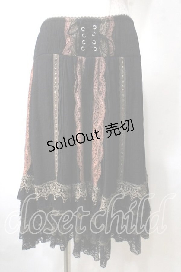 画像1: OZZ ANGELO / レースティアードスカート  黒 Y-25-06-26-159-OO-SK-SZ-ZY (1)