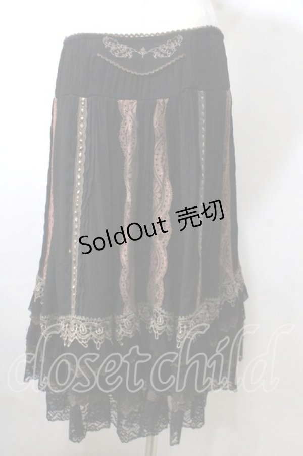 画像2: OZZ ANGELO / レースティアードスカート  黒 Y-25-06-26-159-OO-SK-SZ-ZY (2)