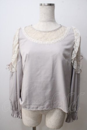 画像: evelyn / ショルダーリボントップス  グレー Y-25-06-26-029-LO-TO-SZ-ZY