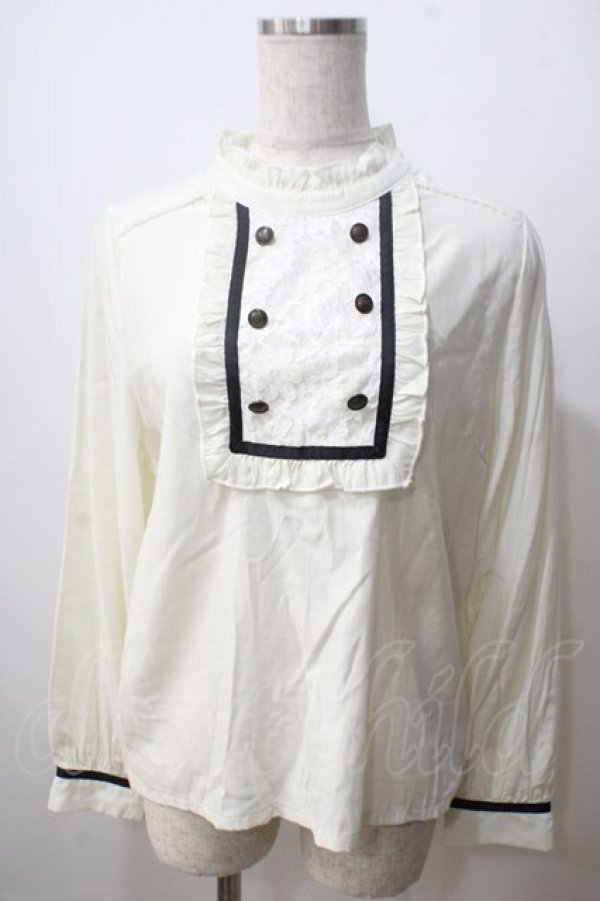 画像1: axes femme POETIQUE / /ダブルボタンデザインブラウス M 生成り Y-25-06-26-038-AX-BL-SZ-ZT074 (1)