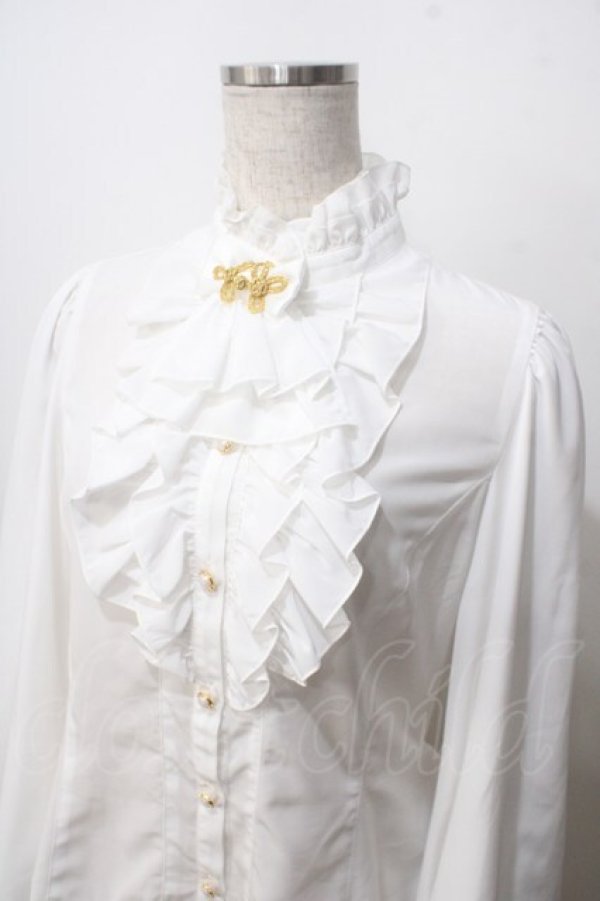画像3: metamorphose / スタンドカラーairyフリルブラウス １ 白 Y-25-06-28-059-ME-BL-SZ-ZY (3)