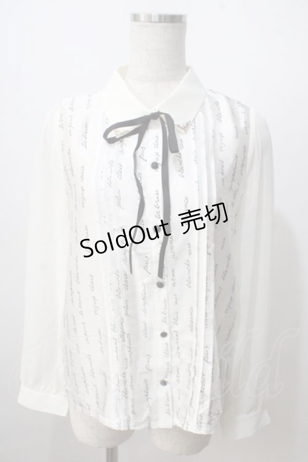 画像1: axes femme POETIQUE / メッセージサテンブラウス M 生成り Y-25-06-28-061-AX-BL-SZ-ZT011 (1)