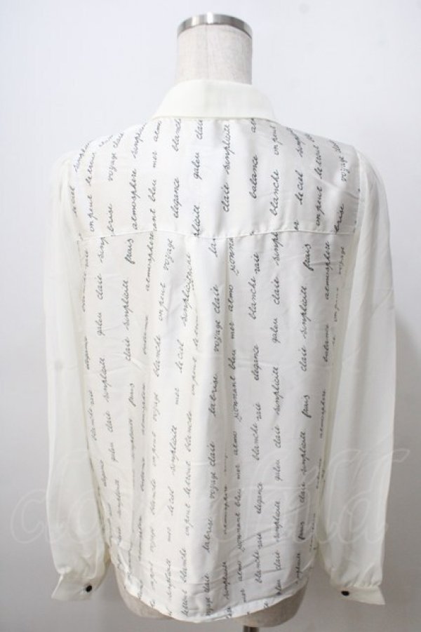 画像2: axes femme POETIQUE / メッセージサテンブラウス M 生成り Y-25-06-28-061-AX-BL-SZ-ZT011 (2)