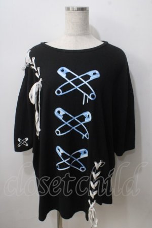 画像: LISTEN FLAVOR / 安ピンクロスレ-スアップアシメトップス  黒 Y-25-06-28-090-PU-TO-SZ-ZY