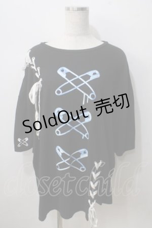 画像: LISTEN FLAVOR / 安ピンクロスレ-スアップアシメトップス  黒 Y-25-06-28-090-PU-TO-SZ-ZY