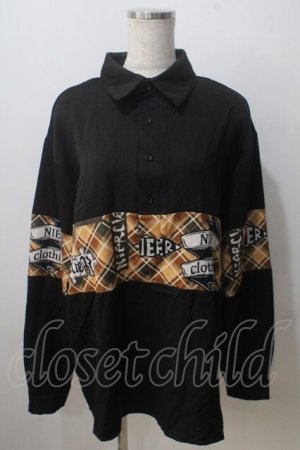 画像: NieR Clothing / 切替長袖シャツ  黒 Y-25-06-28-092-PU-BL-SZ-ZY