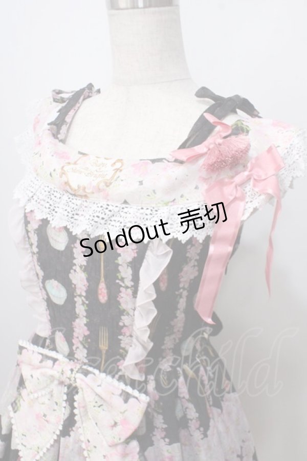 画像3: BABY,THE STARS SHINE BRIGHT / SA・KU・RA Cafe a la mode柄サンドレス風ジャンパースカート  黒 Y-25-06-28-104-BA-OP-SZ-ZY (3)