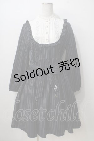 画像: axes femme POETIQUE / 刺 ストライプワンピース  紺 Y-25-06-28-152-AX-OP-SZ-ZY