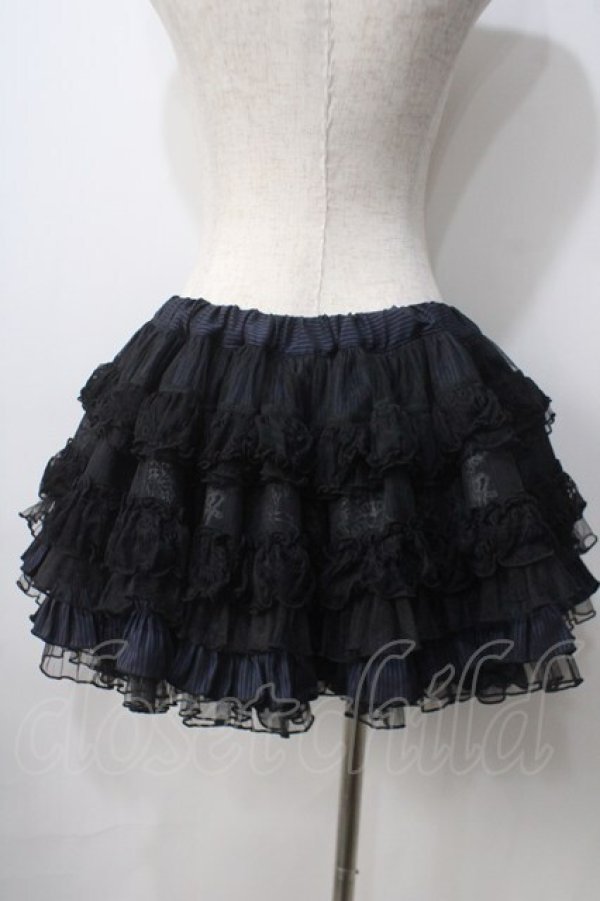 画像2: H jelly / ローズptパニエスカート  黒×青 Y-25-06-28-165-HN-SK-SZ-ZY (2)