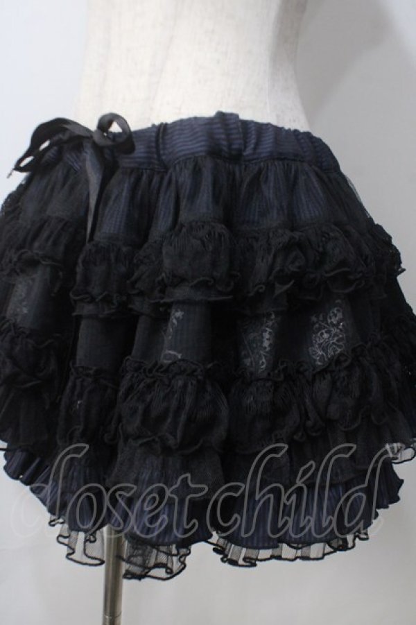 画像3: H jelly / ローズptパニエスカート  黒×青 Y-25-06-28-165-HN-SK-SZ-ZY (3)
