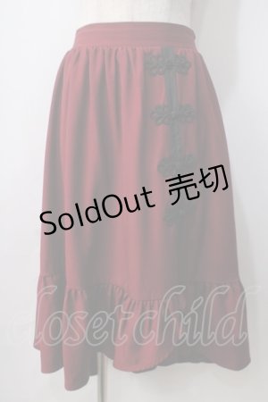 画像: axes femme / チャイナ釦ラッフルスカート  ワイン Y-25-06-28-174-AX-SK-SZ-ZY