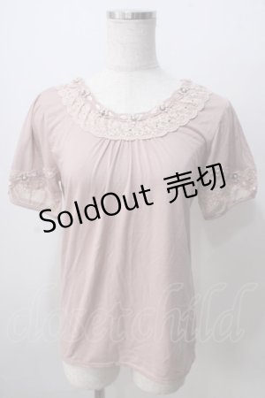 画像: axes femme / 襟レースプルオーバー  ピンク Y-25-07-01-037-AX-TO-SZ-ZY
