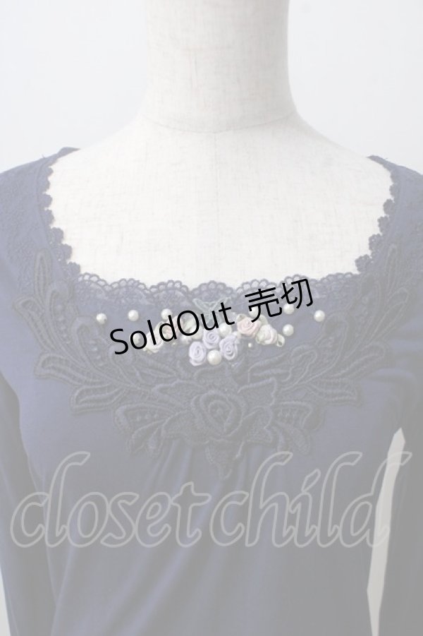 画像3: axes femme / ガーデンモチーフインナープルオーバー  紺 Y-25-07-01-041-AX-TO-SZ-ZY (3)