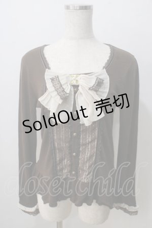 画像: axes femme / プリーツシフォンリボンニットソー M 茶 Y-25-07-01-044-AX-TO-SZ-ZY