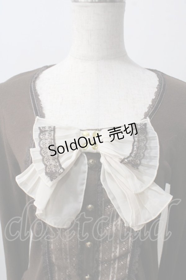 画像3: axes femme / プリーツシフォンリボンニットソー M 茶 Y-25-07-01-044-AX-TO-SZ-ZY (3)