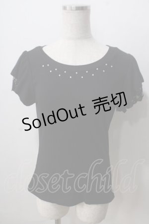 画像: axes femme / 袖プチバラ使いトップス M 黒 Y-25-07-01-047-AX-TO-SZ-ZY