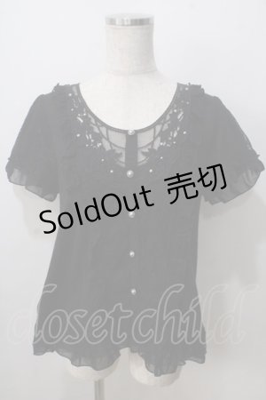 画像: axes femme / モチーフレース使いプルオーバー M 黒 Y-25-07-01-048-AX-TO-SZ-ZT119