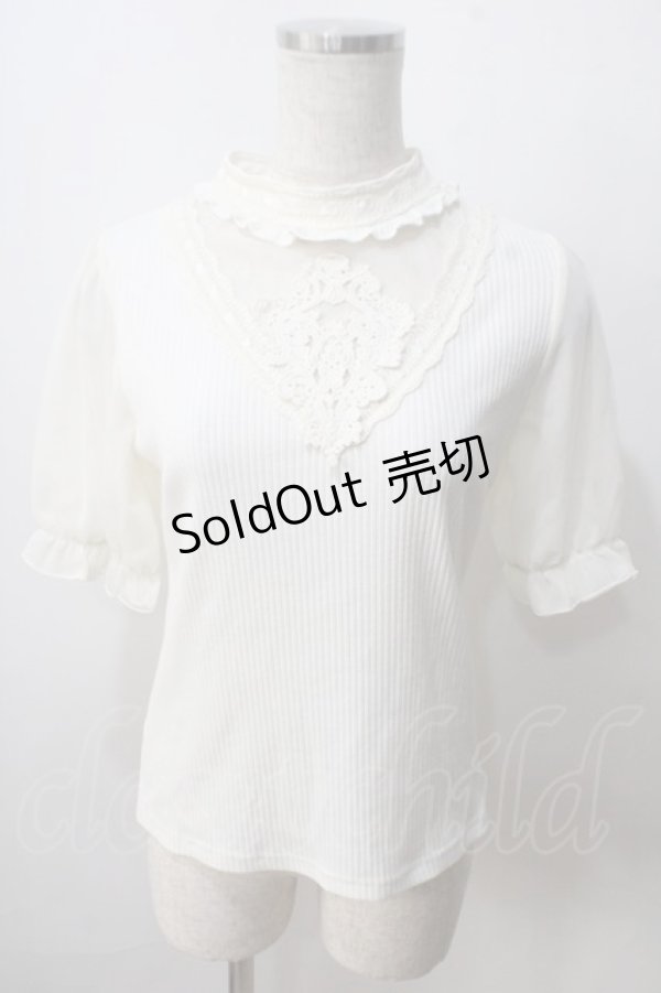 画像1: axes femme / レース切替ニット  アイボリー Y-25-07-01-050-AX-TO-SZ-ZT178 (1)