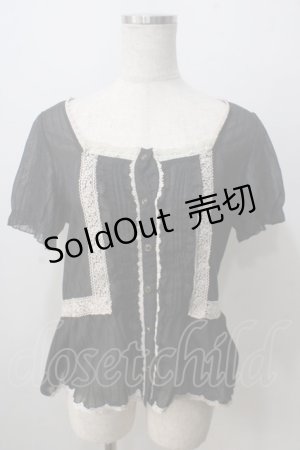 画像: axes femme / ストライプ柄後ろリボンブラウス M 黒 Y-25-07-01-056-AX-BL-SZ-ZY