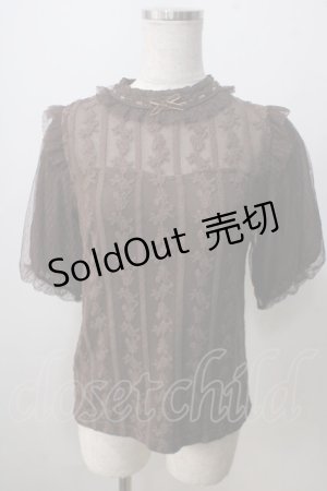 画像: axes femme POETIQUE / ビスチェ風レース切替トップス  ブラウン Y-25-07-01-058-AX-TO-SZ-ZY