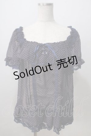 画像: axes femme / ドットシフォンオフショルトップス M パープル×紺 Y-25-07-01-068-AX-TO-SZ-ZY