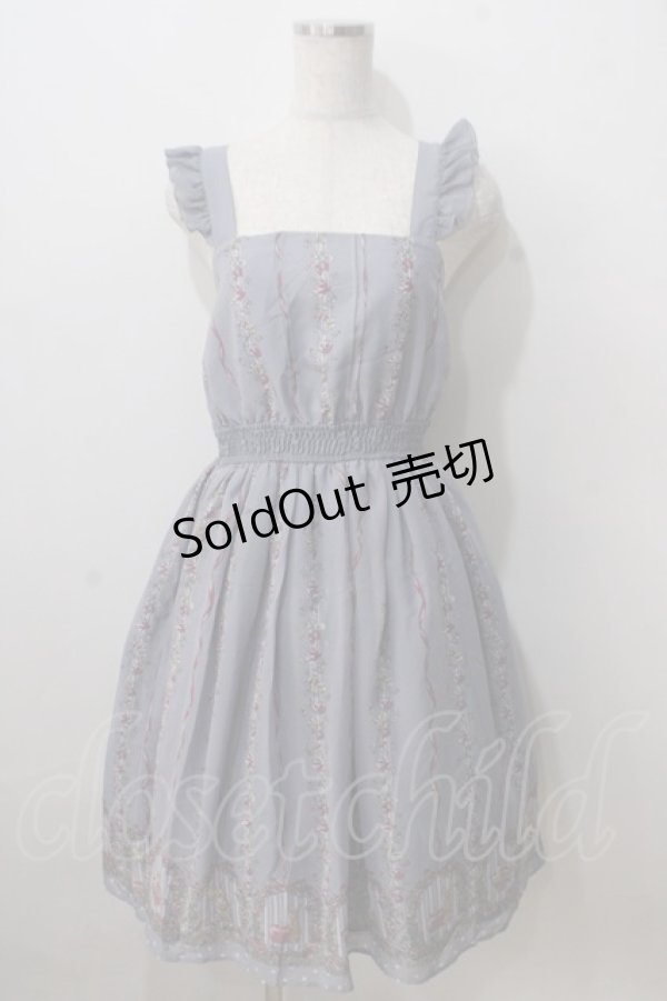 画像1: axes femme POETIQUE / うさぎ柄シフォンワンピース M ブルー Y-25-07-01-085-AX-OP-SZ-ZY (1)