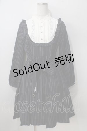 画像: axes femme POETIQUE / エトワール刺繍ストライプワンピース  紺 Y-25-07-01-089-AX-OP-SZ-ZY